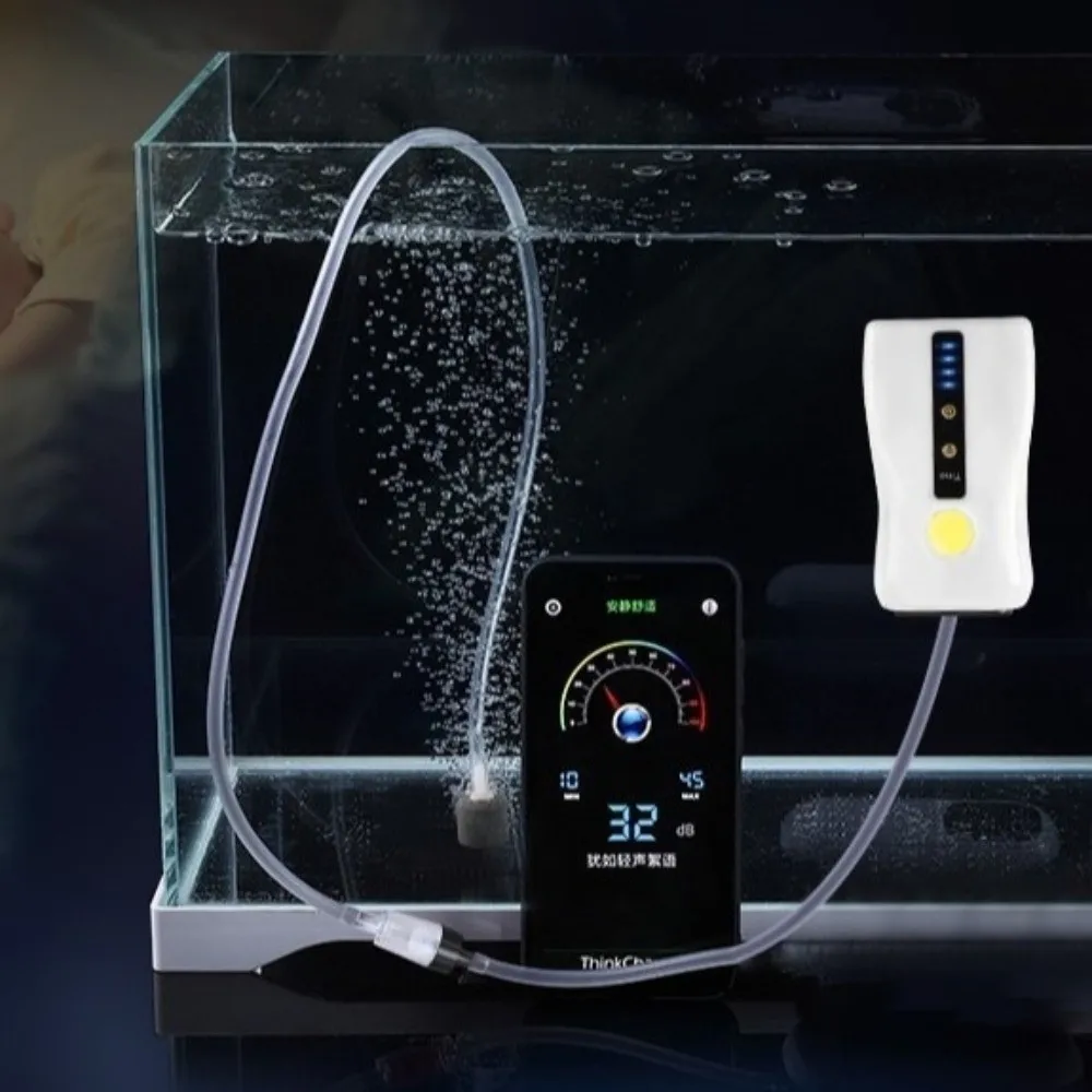 USB Rechargeable Fishing Oxygen Pump Real-time Power Display 2/4 Holes Aquarium Air Pump Energy Efficient Fish Tank Aerator