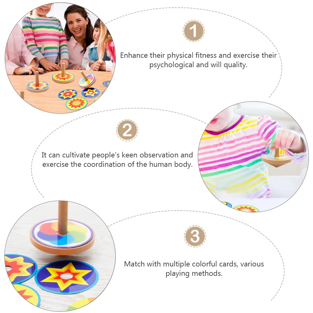 2 juegos de giroscopio de madera para niños, peonza colorida, pintura artesanal, parte superior de madera, relleno de medias para actividades infantiles, recuerdos de fiesta