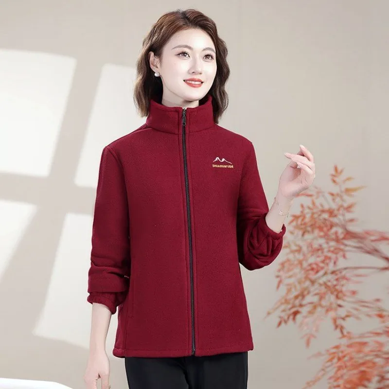 

Autumn Spring Women's Fleece Jacket Top Loose Zipper Sweatshirt Long Sleeve Outerwear Warm Coat Jackets for Women Soft Layering