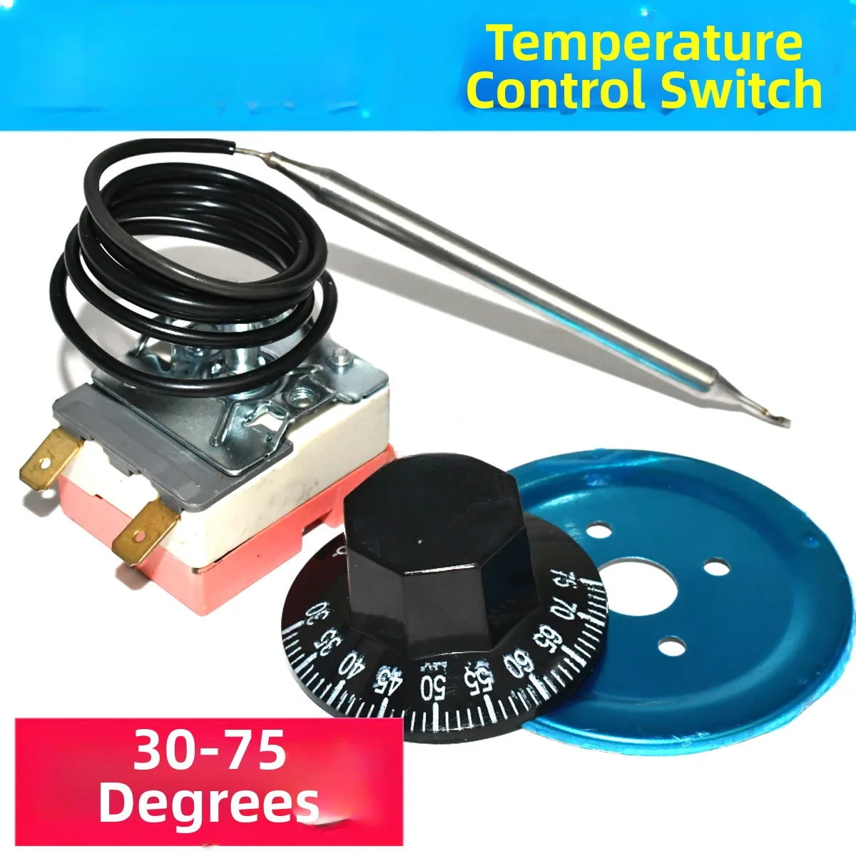 2pcs Temperature Control Switch for Water Heater and Electric Heating Equipment Adjustable 30-300 Degrees Range