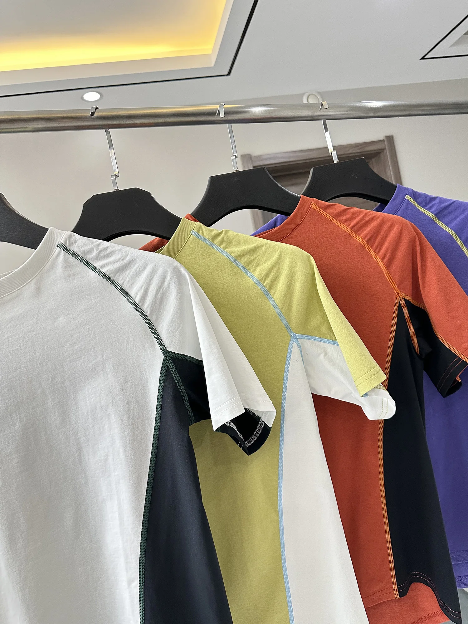 Outdoor Men's T-Shirt Quick Dry Breathable Moisture Wicking Short Sleeve Cool Feeling Stitched Line Summer Versatile Casual Top