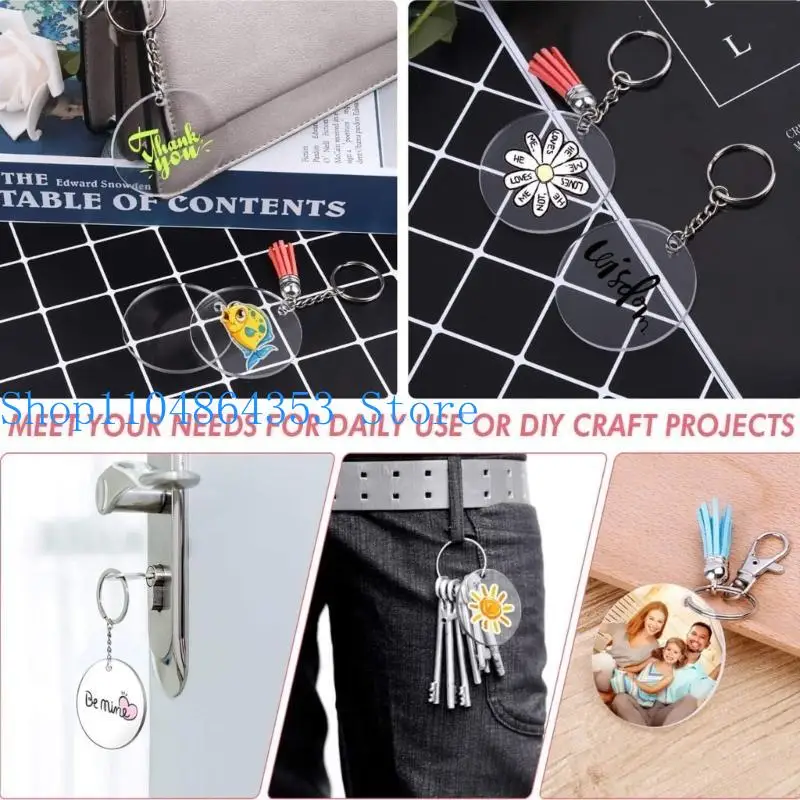 

652F Transparent Round Keychain Blanks Bulk for Valentine's Day Gift DIY Crafts