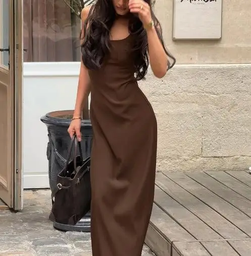 

Summer Womens Dresses Retro Temperament Hip Hugging Long Skirt Yujie Style Waist Cinching Slimming and Sexy Camisole Dress
