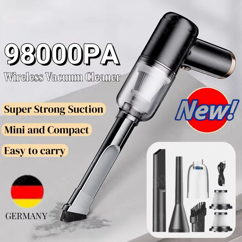 

98000PA Wireless Vacuum Cleaner 120W Powerful Suction Home Car Dual Use Cleaner Portable Handheld Cleaning Machine New