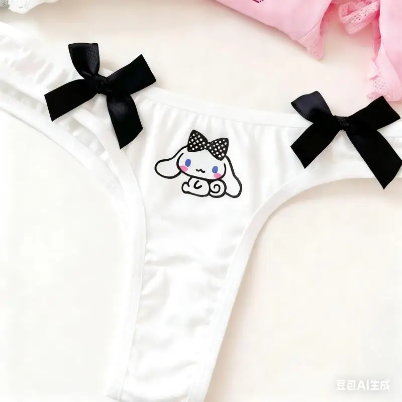Sanrio Sexy Underwear Women Sweet Briefs Underwear Print Cute Bow Lace Sexy Comfort Student Cotton Briefs Girl