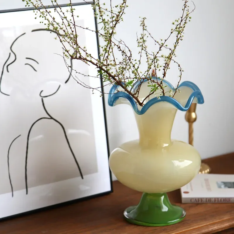 Light Luxury Retro Decorated Vases French Light Luxury Hotel Art Vase Living Room Glass Flower Ware Table Decoration