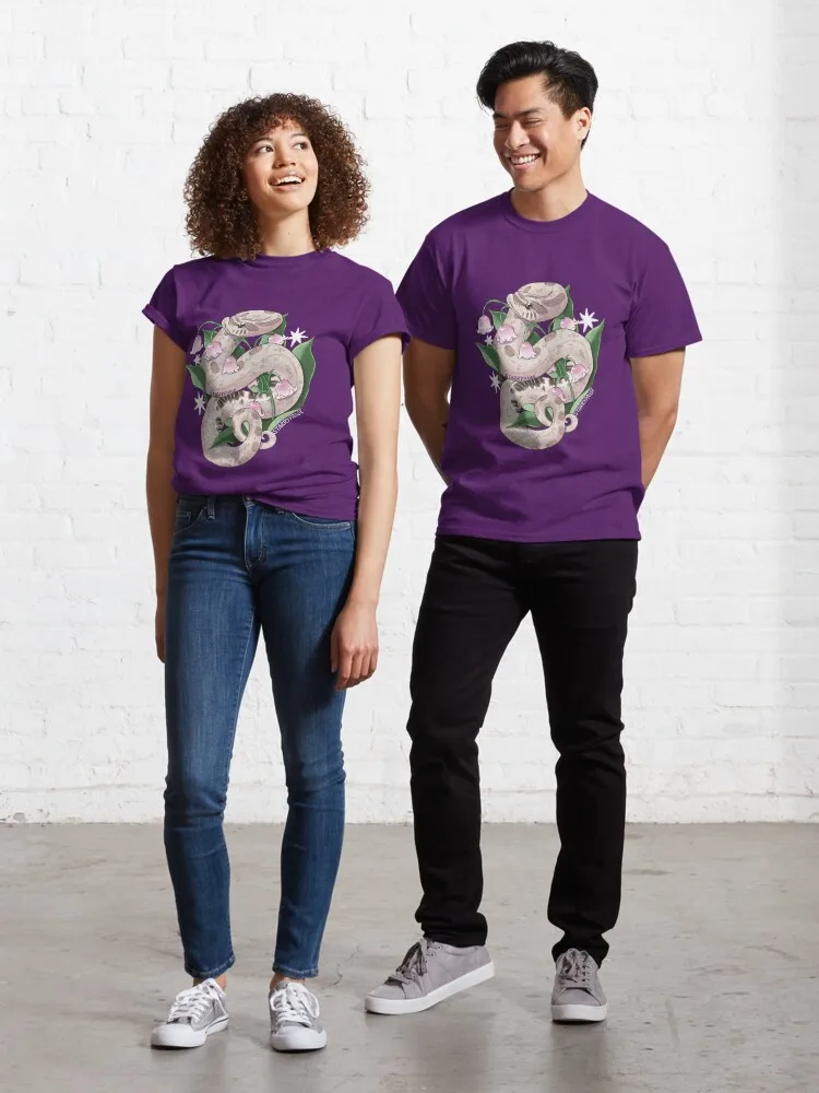 

Lavender Hognose Snake With Lily Of The Valley Classic T-Shirt Short Sleeve Tops Tees Cotton Print Tshirts New Fashion Top Tees