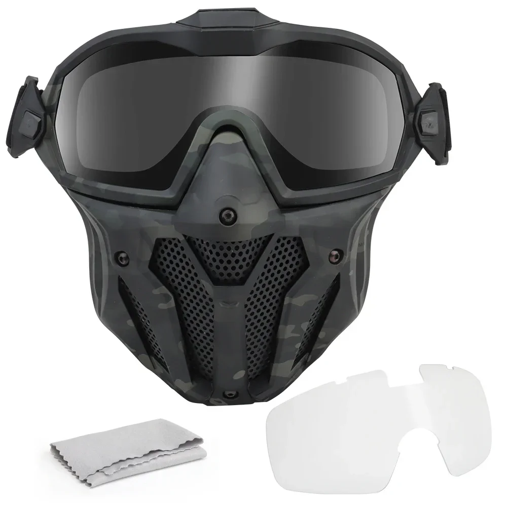 Tactical Mask Style Mask Tactical  Full Face Mask for Paintball with Aiti-Fog Goggles Eyes Nose Mouth Ear Protective Gear