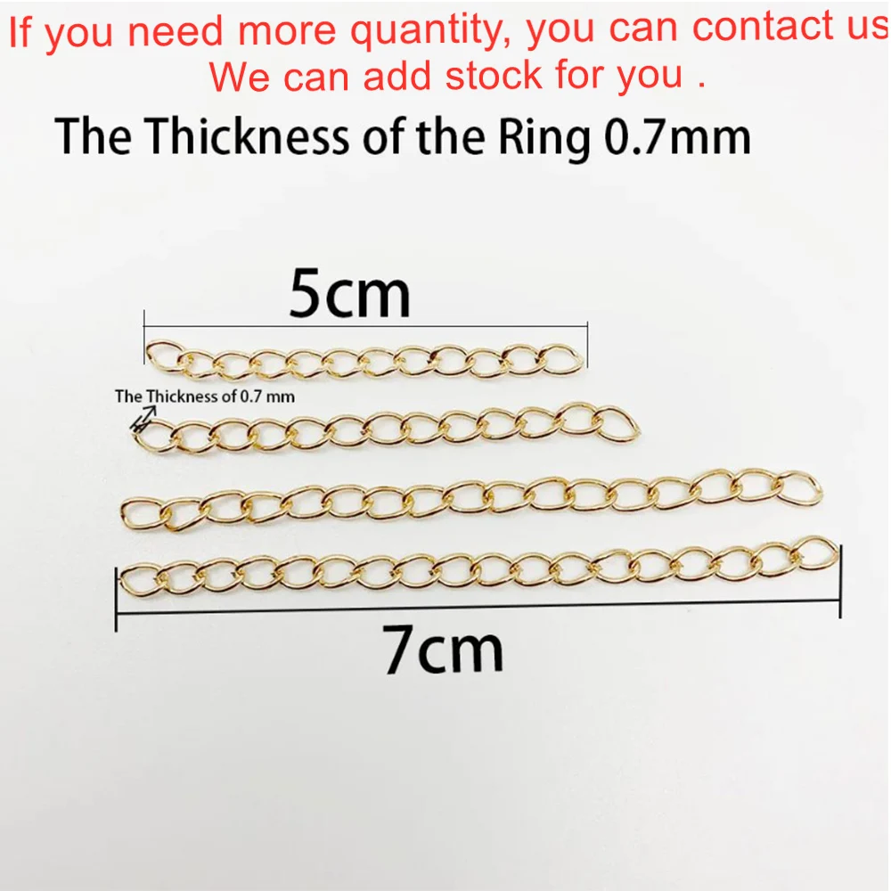 50-100pcs/lot 50mm 70mm  Necklace Extension Chain Bulk Bracelet Extended Chains Tail Extender For DIY Jewelry Making Findings