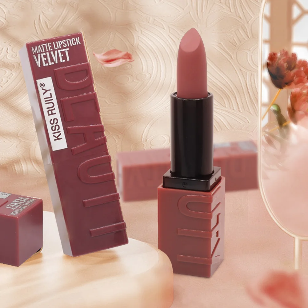 Matte Dark Lipstick, Moisturizing, Waterproof, Smudge-Proof, Long-Lasting, Non-Stick, Brightening, Versatile, Simple Daily Lip Makeup