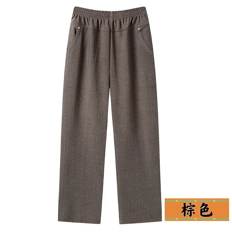 2027Spring Autumn New Elastic High Waist Nine Pants Lady Elderly Mother Casual Pants Women High Quality Straight Trousers Ladies