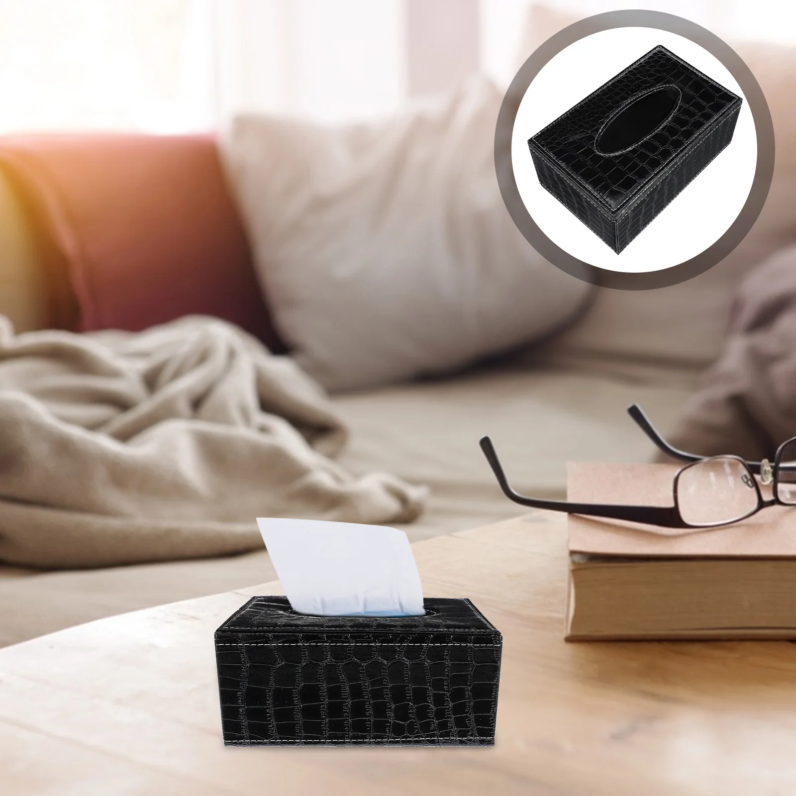 

1Pcs Tissue Organizer Premium Desktop Storage Box for Bathroom Office Home Decor Black Napkin Holder Dispenser