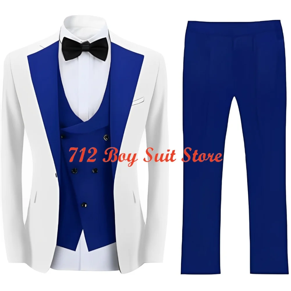 Boys 3 Piece Suits Kids Tuxedo Solid Color Notch Lapel Blazer Children's Formal Suits for Wedding Birthday Party