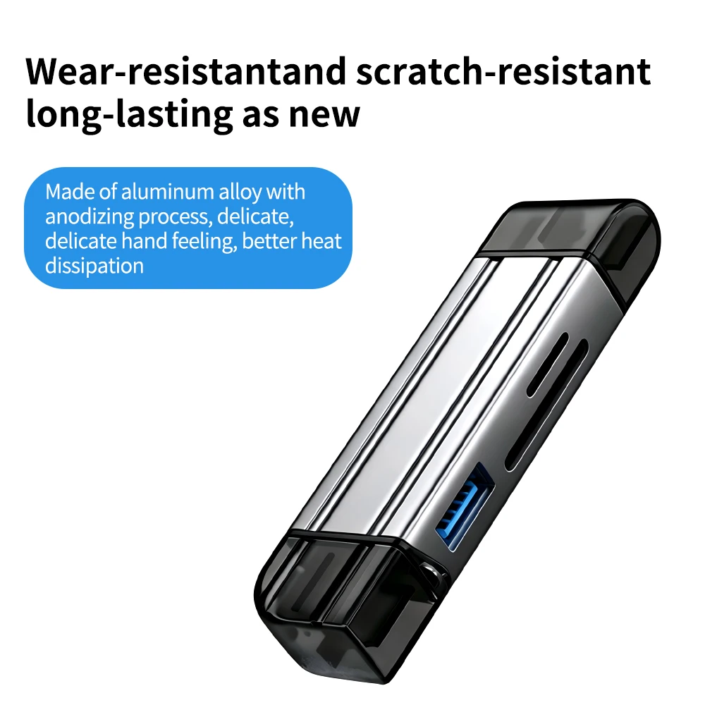 6 In 1 USB 3.0/Micro/TYPE-C OTG Multifunction Card Reader U Disk Tf/Sd Flash Drive Memory Card for Adapter Phone Laptop Compute