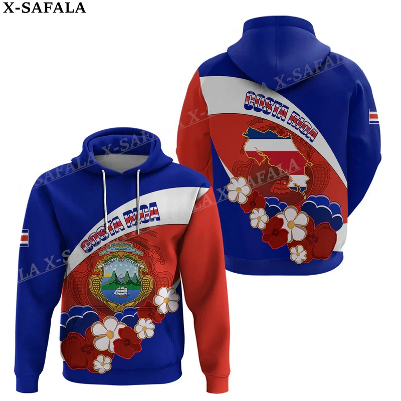 Costa Rica Coat Of Arms Flag 3D Print Zipper Hoodie For Men Pullover Sweatshirt Hooded Jersey Tracksuit Outwear Coat Casual-6