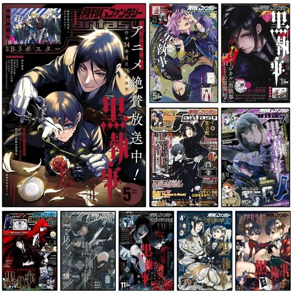 1PC Anime B-Black Butler Weekly Magazine Posters HD Print Vintage Wall Art Decor for Home Study Room