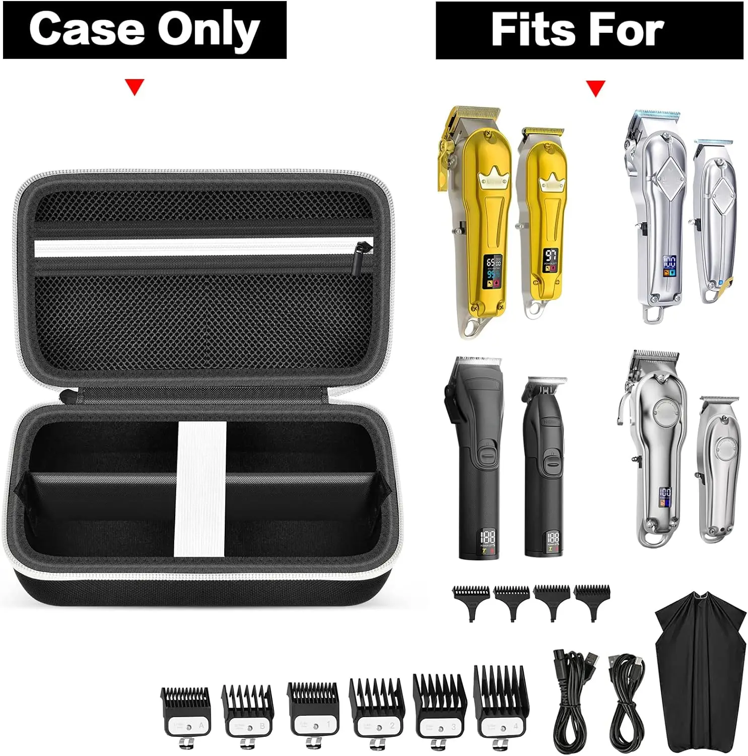 Case Compatible with Ufree/for AngFan/for Suprent/for GLAKER/for Romanda Professional Hair Clippers, Beard Trimmer Grooming Bag