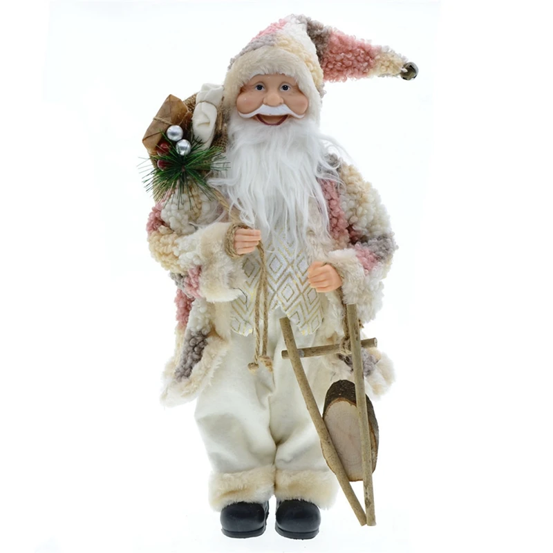 

New Year Christmas Tree Ornaments 45Cm Big Standing Santa Claus Figurine Plush Doll Toys Gift Decor For Home Christmas