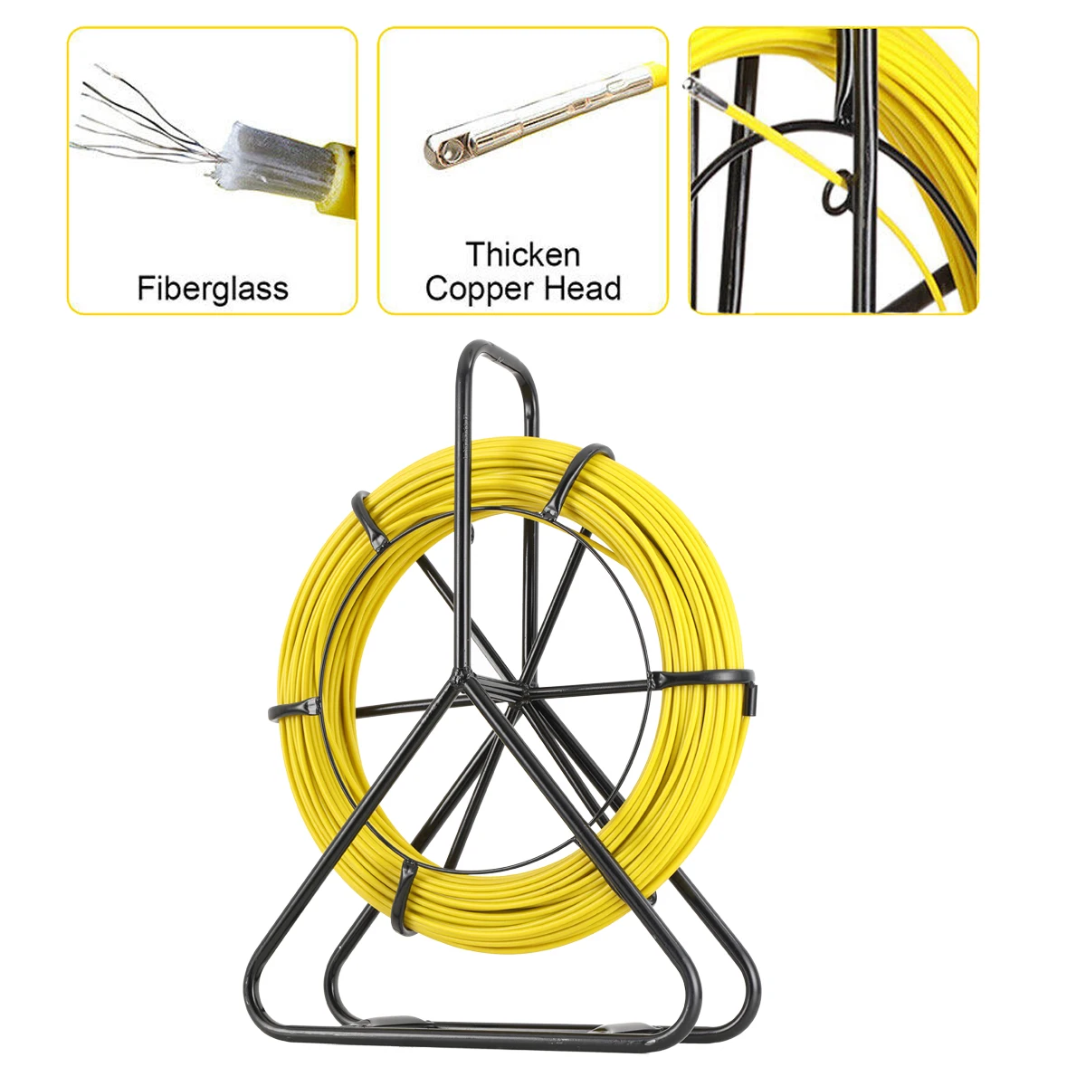 عراف FRP ثقب الأنابيب Unclogger كابل الألياف البصرية الأنابيب عراف 1/4 "(6 مللي متر) سلك كهربائي كابل تشغيل مجتذب قضيب #5