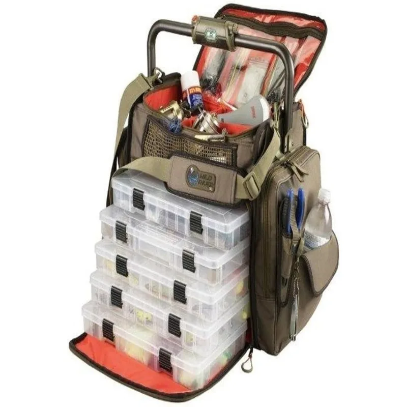 

Wild River by CLC Custom Leathercraft WT3702 Tackle Tek Frontier Lighted Handle Bar Fishing Tackle Bag, 5 PT3700 Trays