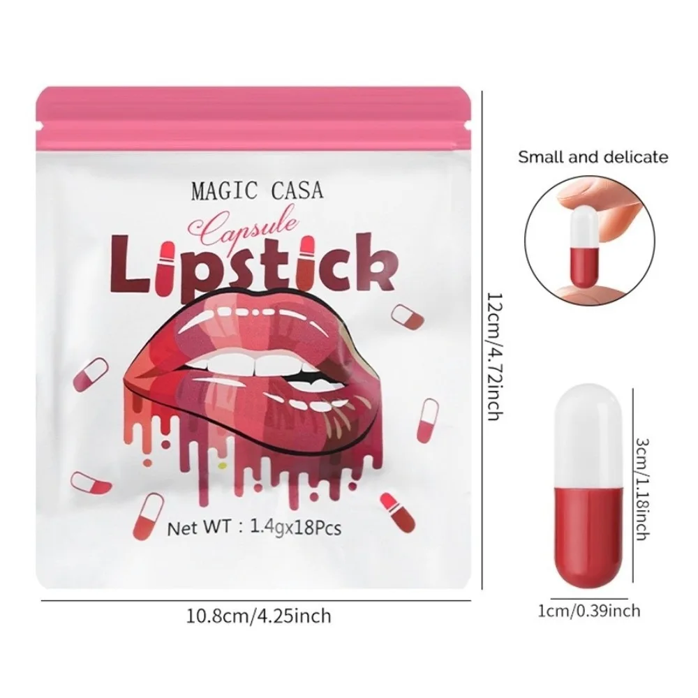 18pcs Soft Matte Finish Capsule Lipstick Set Long Lasting Travel Size Velvet Matte Lipstick Non-Sticky Texture Lip Gloss Stick