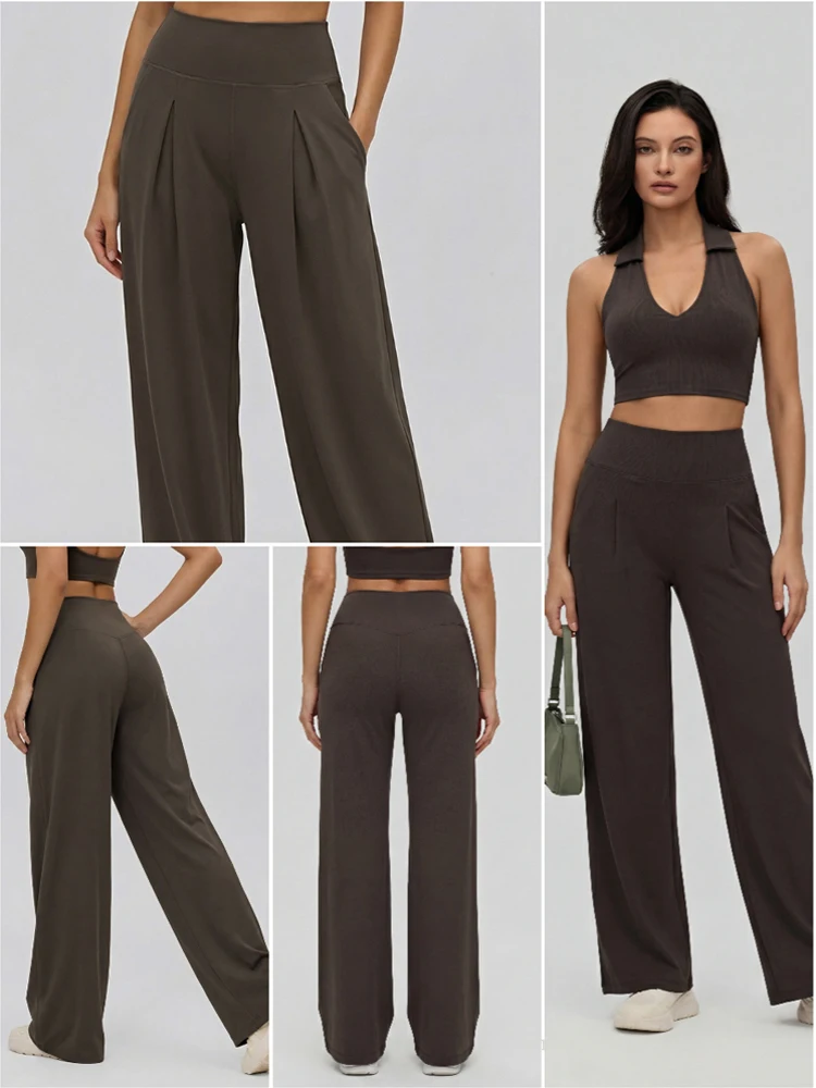 Wide Leg Yoga Pants for Women, High-Waist Stretch Lounge and Workout Palazzo Pants — detail 3