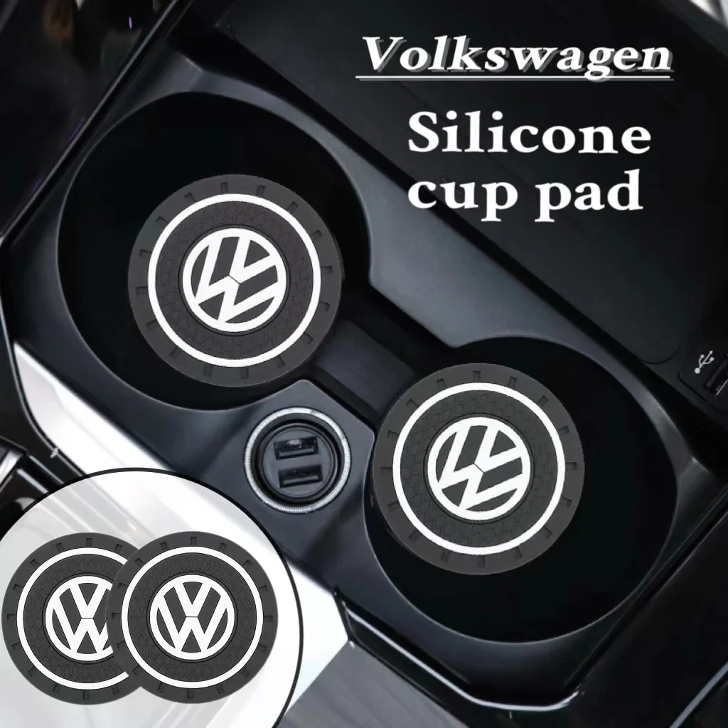 Automotive Silicone Groove Cup Mat Anti Slip Water Cup Mat  For VW Golf Amarok T5 Phaeton Teramont ID3 Tiguan T-Cross Passat Mag