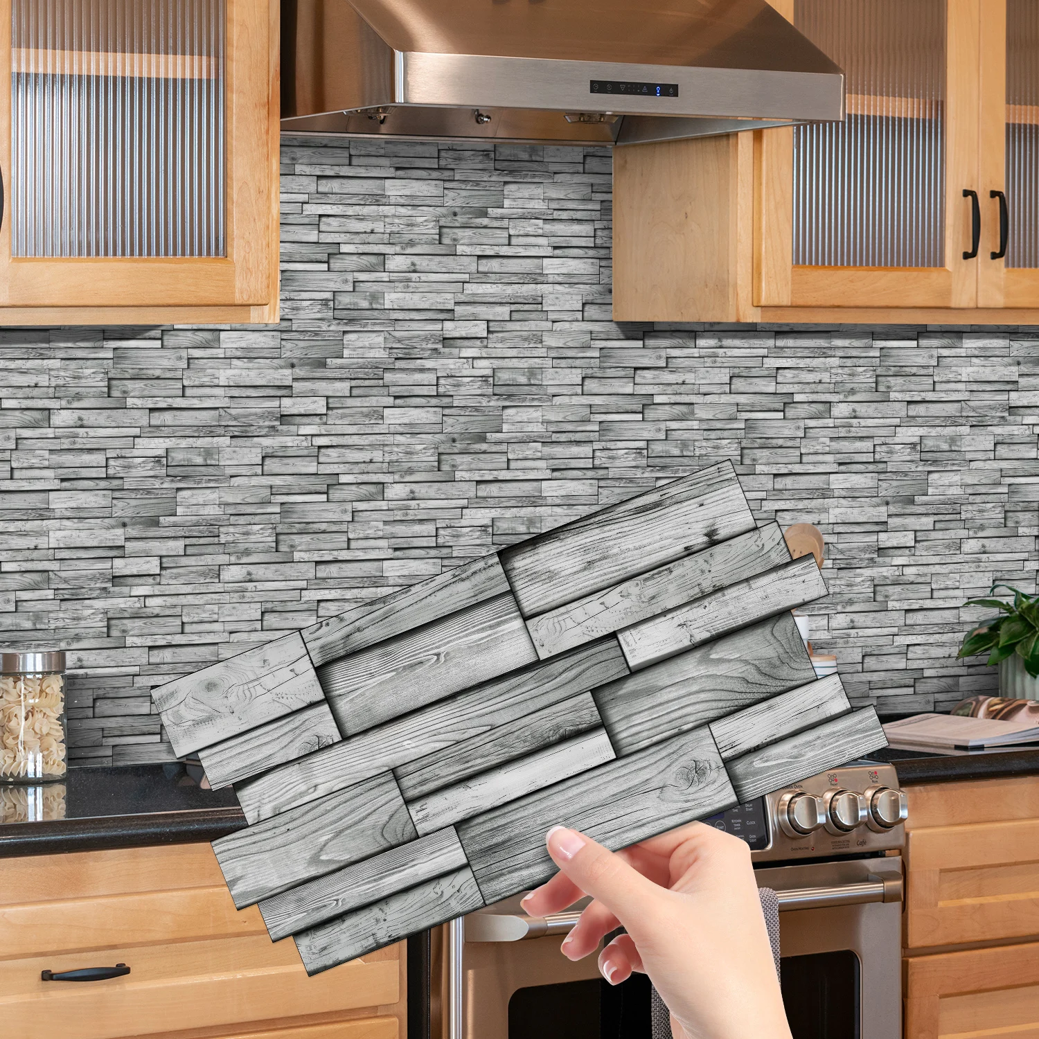 

Wood grain wall sticker self-adhesive PVC tile sticker, waterproof and oil resistant wall decoration for kitchen and bathroom