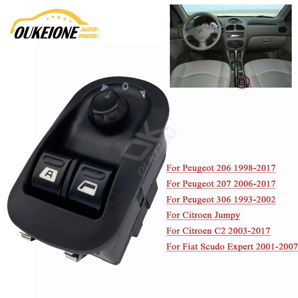 Electric Window Switch for Peugeot 206 207 306 Citroen C2 Jumpy Fiat Scudo Expert  Mirror Control Lifter Button 6554WA 6554.WA