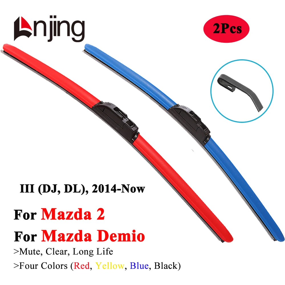 

LNJING Colorful Windshield Wiper Blades For Mazda 2 Demio DJ DL 2014 2016 2019 2020 2023 2024 Car Exterior Luxury Accessories