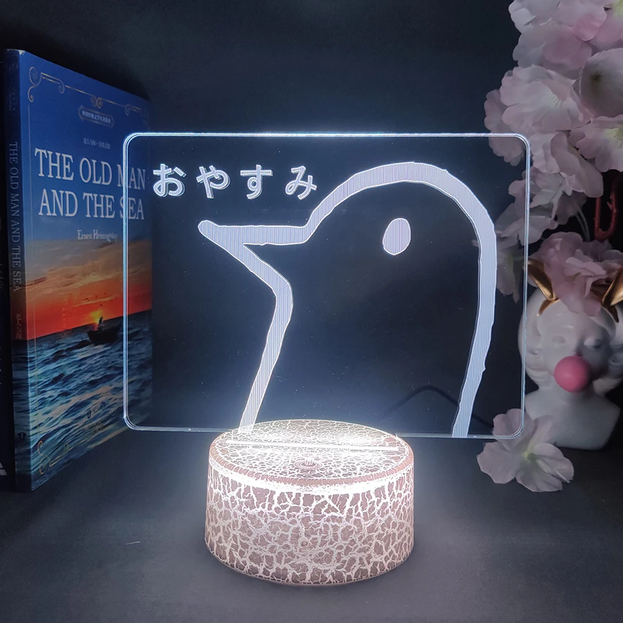 Oyasumi punpun Characters Duck 3d Illusion Nightlight Good Night Punpun Manga Lamp for Kids Bedroom Decoration New Year Gift