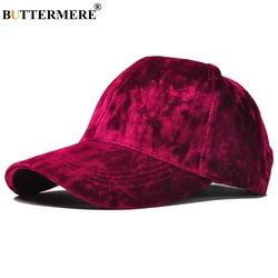 BUTTERMERE Brand Burgundy Velour Baseball Cap For Women Designer Adjustable Baseball Hat Korean Casual Hat And Cap Gorra Beisbol