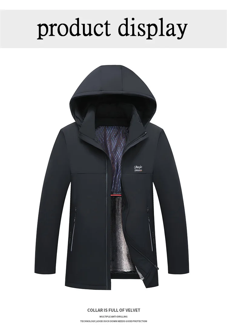 2024 Fashion 90% White Duck Down Coat Men Puffer Jackets New Medium-length Hooded Winter Wear Handsome Men\'s Coats Parka Winter