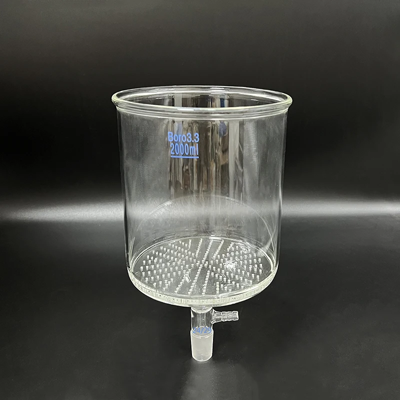 Filter funnel with glass board,50mL60mL100mL250mL500mL1000mL2000mL,Joint 24/29,With glass plate bush funnel,Laser drilling