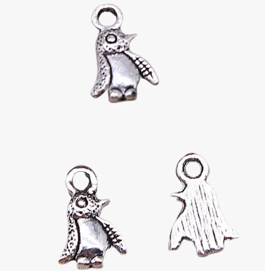 

100pcs 11*7mm Zinc alloy metal cute penguin design pendants for handmade HW3147