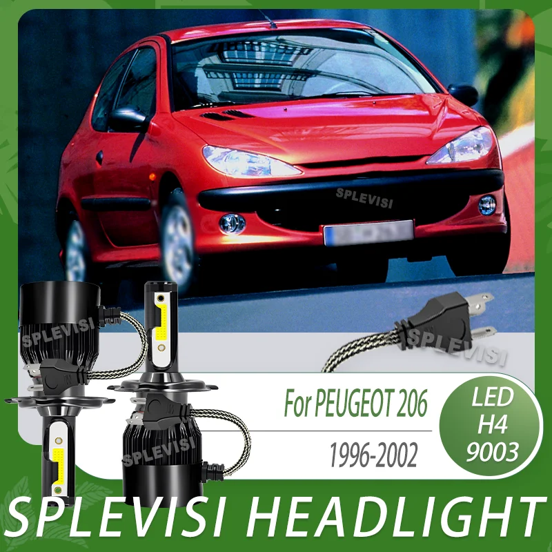 

6000K Crystal White LED Bulbs Shatterproof Design Black aluminium housing For PEUGEOT 206 1996 1997 1998 1999 2000 2001 2002