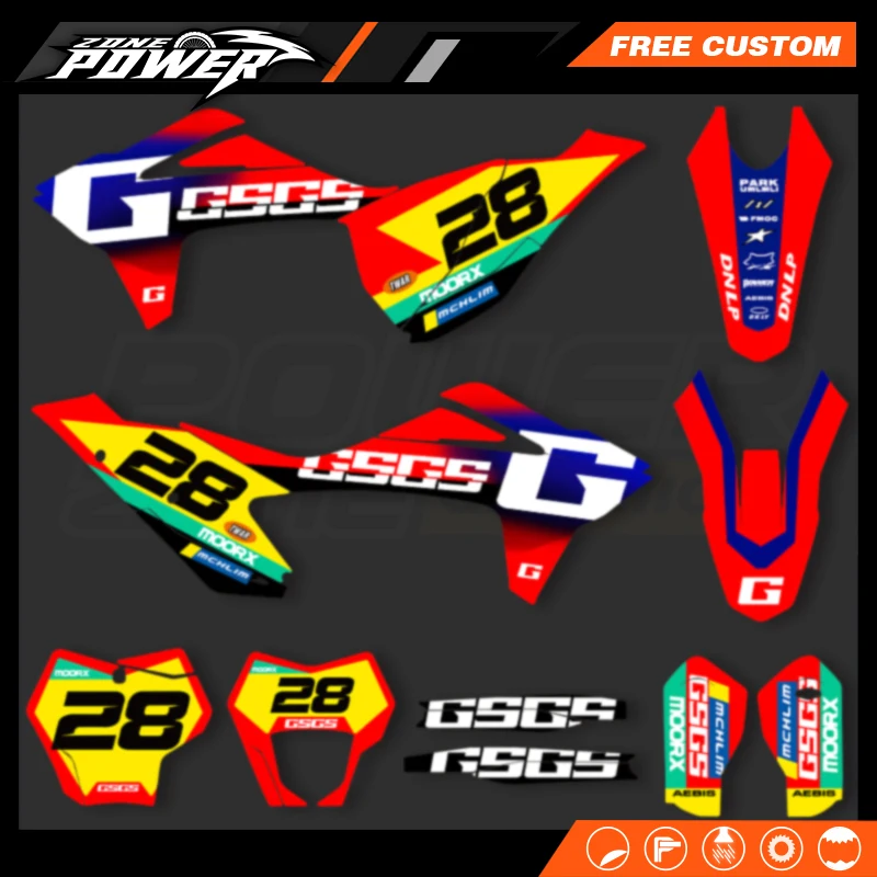 مجموعة ملصقات خلفية رسومات الفريق المخصص من Powerzone لـ Gasgas Gas Gas Gas EC MC 2021 2022 2023 44