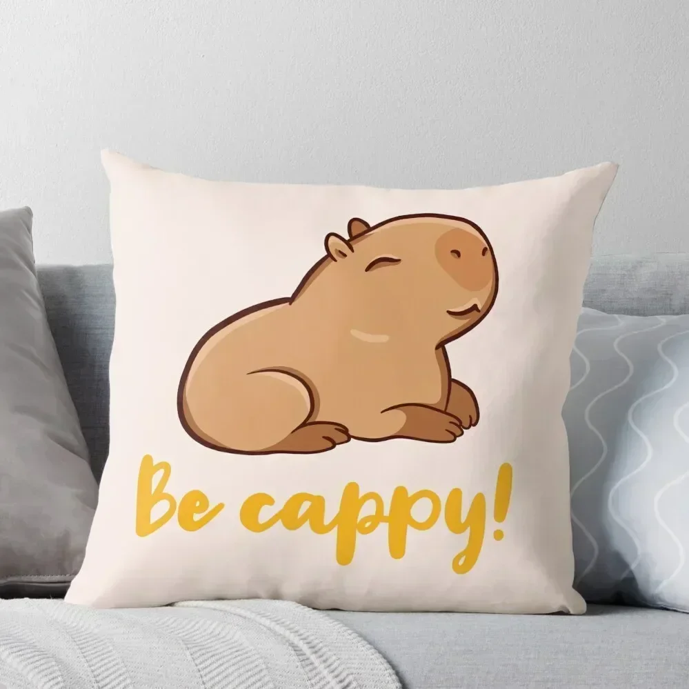 Cute Capybara, be cappy! Like a capybara, capy Throw Pillow Sofas Covers Pillows Aesthetic pillow