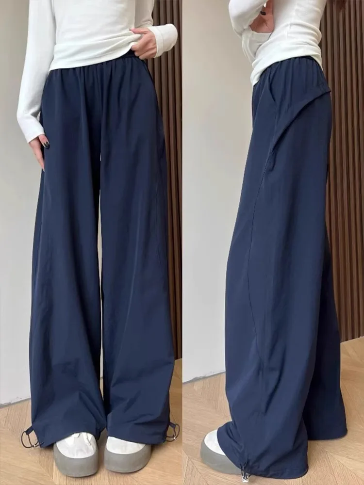 

American Quick Dry Cargo Pants Women High Waist Straight Leg Vintage Wide Leg Casual Sports Trousers
