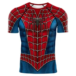 Summer Men's Personalized Short-sleeved Casual Sports T-shirt Superhero Spidey Round Collar Tight Fitness T-shirt