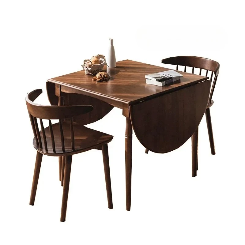 

Овальный складной обеденный стол в стиле ретро из цельного дерева, скандинавский обеденный стол из вишневого дерева для маленькой квартиры, на заказ