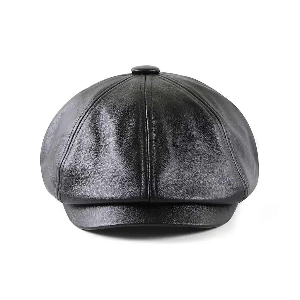 Top Level Leather Octagonal Hats For Men Autumn Winter Warm Cap Male Boinas Detective Hats Branded Gorras Planas Flat Caps Man