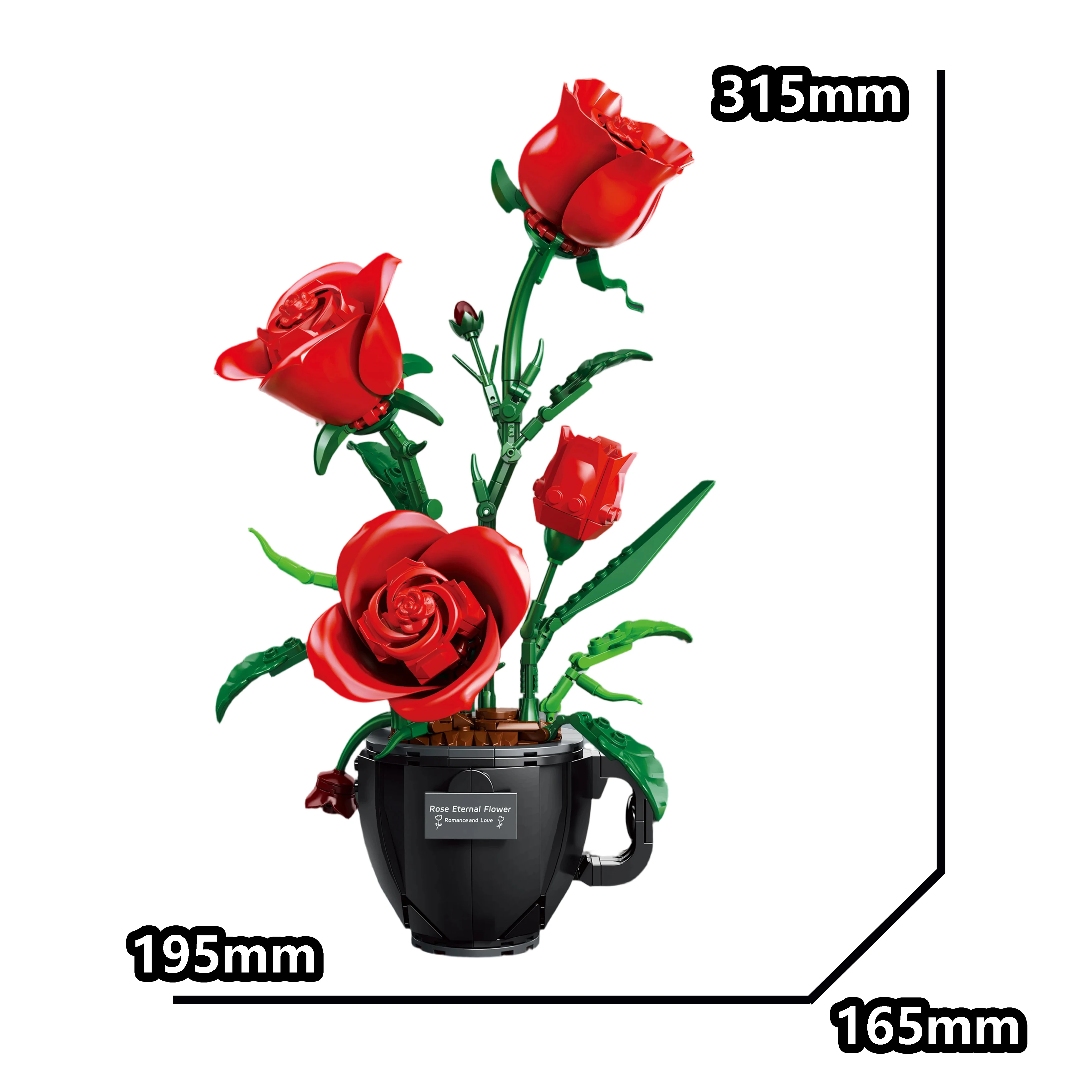 

450PCS DIY Coffee Cup Rose Flower Building Blocks Model Romantic Bouquet Creative Home Decoration Display Gift
