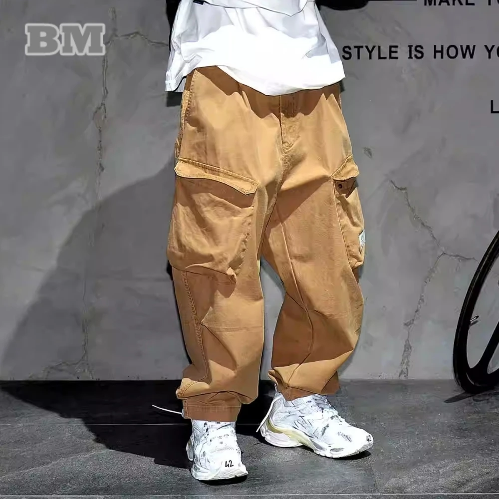 Pantaloni cargo larghi da uomo streetwear giapponese di alta qualità Pantaloni Harem Hip Hop taglie forti Pantaloni casual a gamba dritta Harajuku