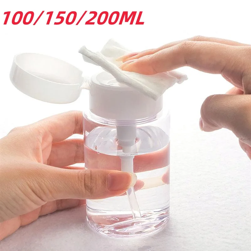 100/150/200ML Nail Polish Refillable Press Pump Empty Bottles Clear Clean Pressure Remover Bottle Liquid Container Makeup Tools