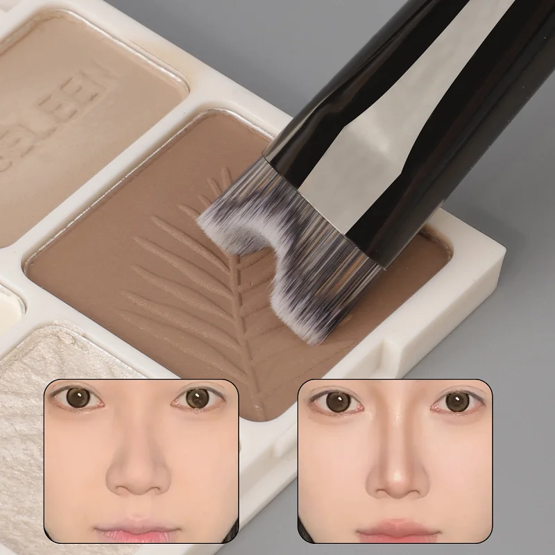 Pincel de maquiagem de cabeça dupla em forma de u, conjunto de pincéis para contorno de nariz, sombra, contorno, pincel facial para escultura precisa de nariz, ferramentas de maquiagem