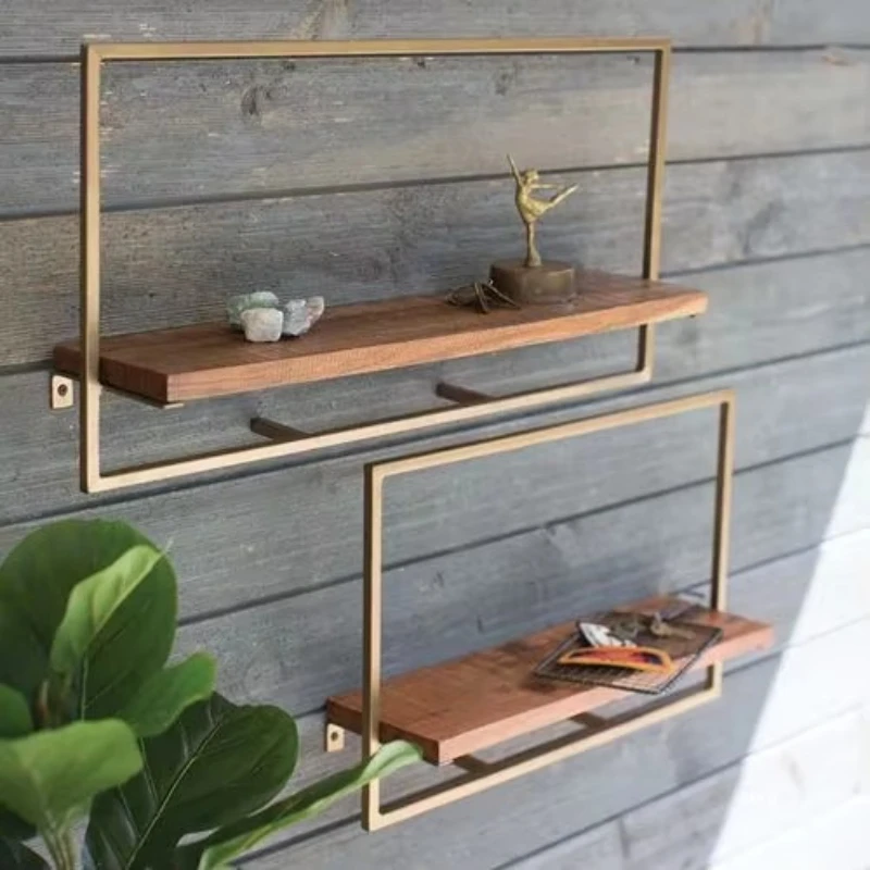 

Metal and wooden wall shelves, rectangular shape, portable, lightweight, and best suited for home