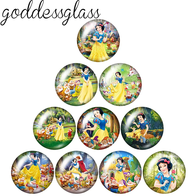 Disney Snow White and Dwarves princess 12mm/18mm/20mm/25mm Round photo glass cabochon flat back Making findings for bracelets