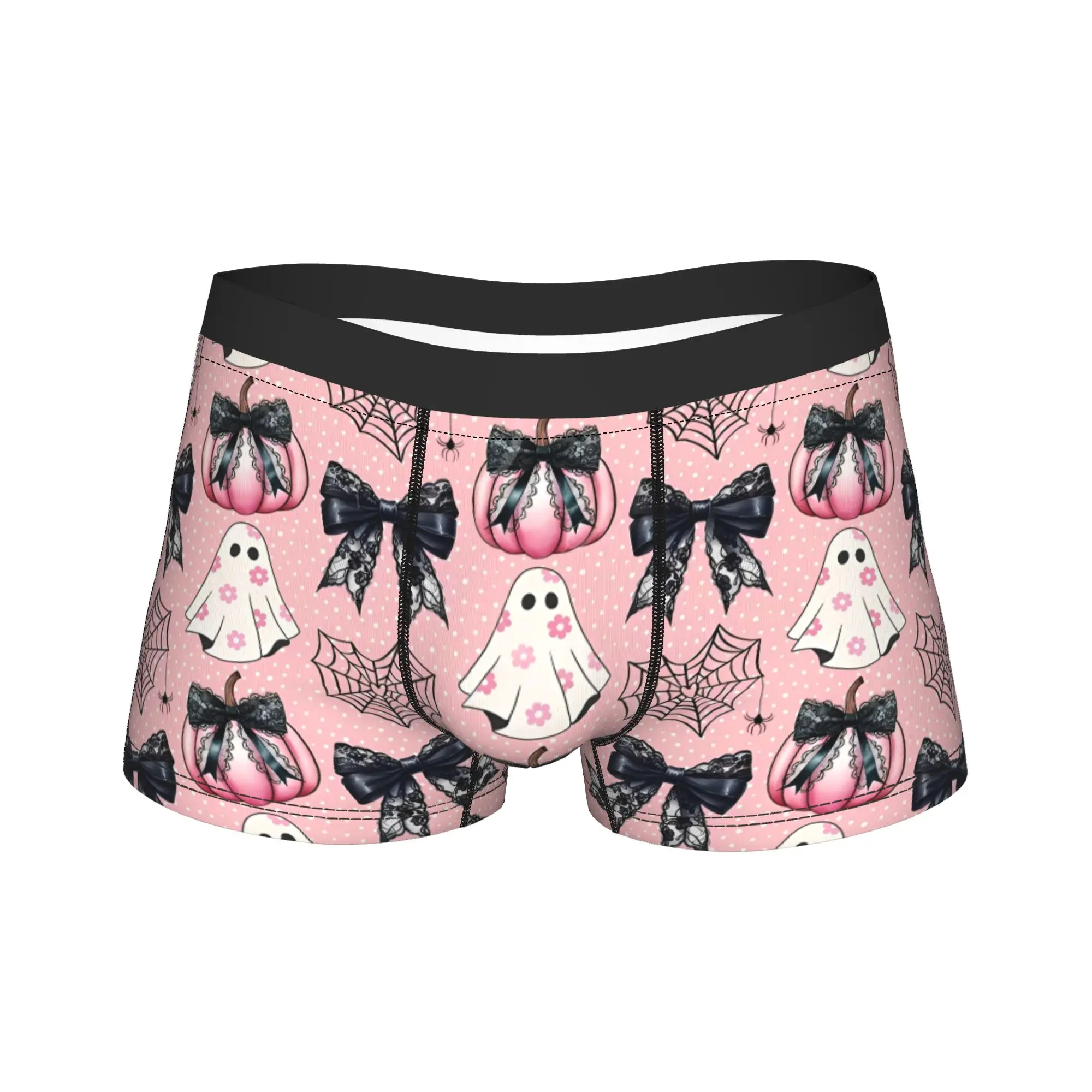 Cute Ghosts Pumpkins Spiderwebs Bows Men's Underwear Halloween Boxer Briefs Shorts Panties Sexy Soft Underpants for Homme S-XXL