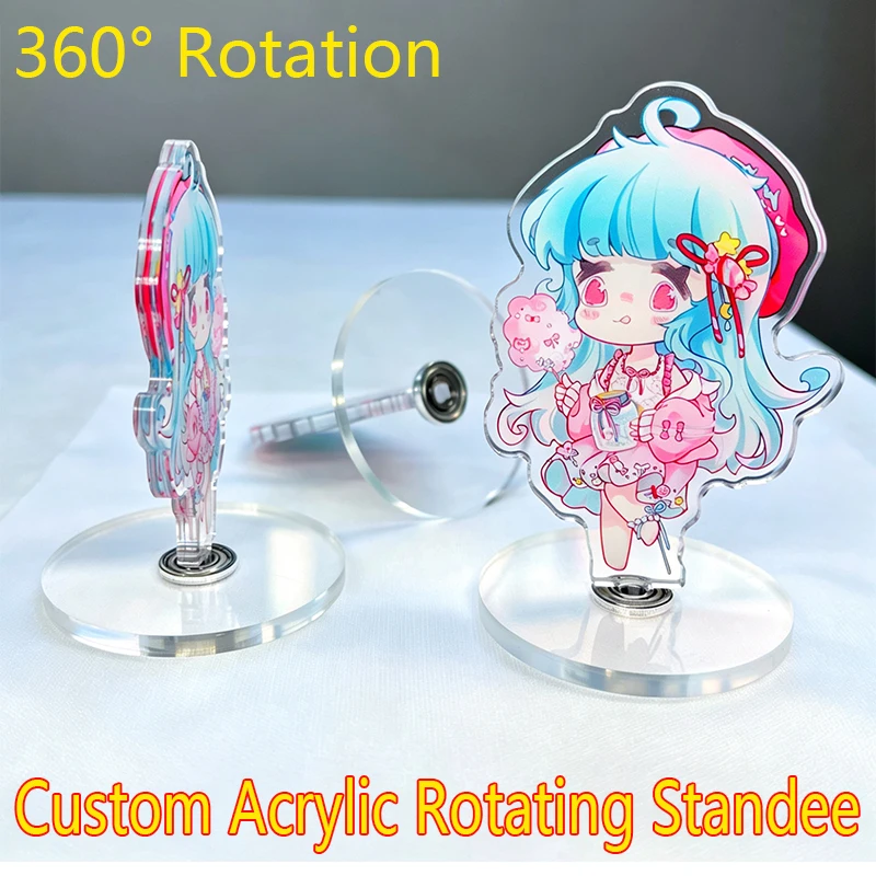 Custom Acrylic Rotating Stand Photo Custom Printing Holographic Keychain Custom Stand